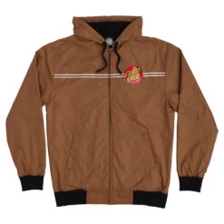 Santa Cruz Skateboards Coat Dot Hooded Windbreaker Jacket Brown