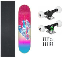 Santa Cruz Skateboard Iridescent Hand 7.75" X 31.4" With Powell Mini Logo Package